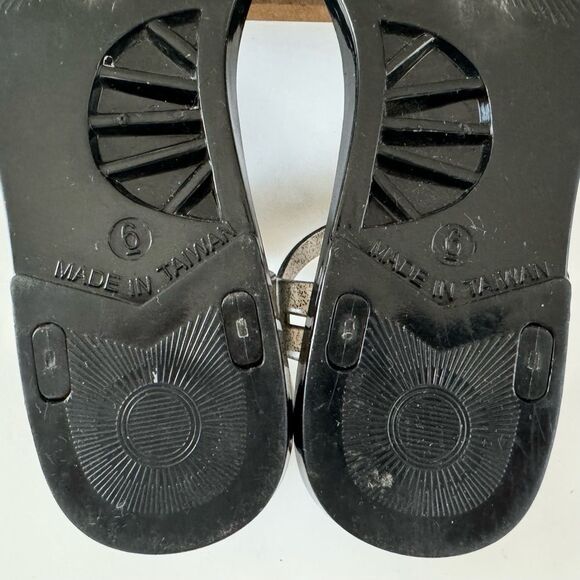 Kate Spade Farrah Black Glitter Jelly Sandals Rhinestones Floral Sz 6 Rubber - Picture 14 of 15